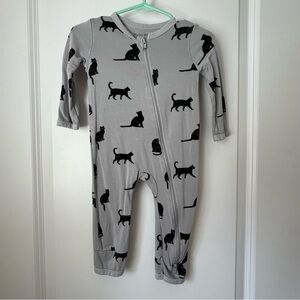 Kyte zippered black cat romper size 6-12 months